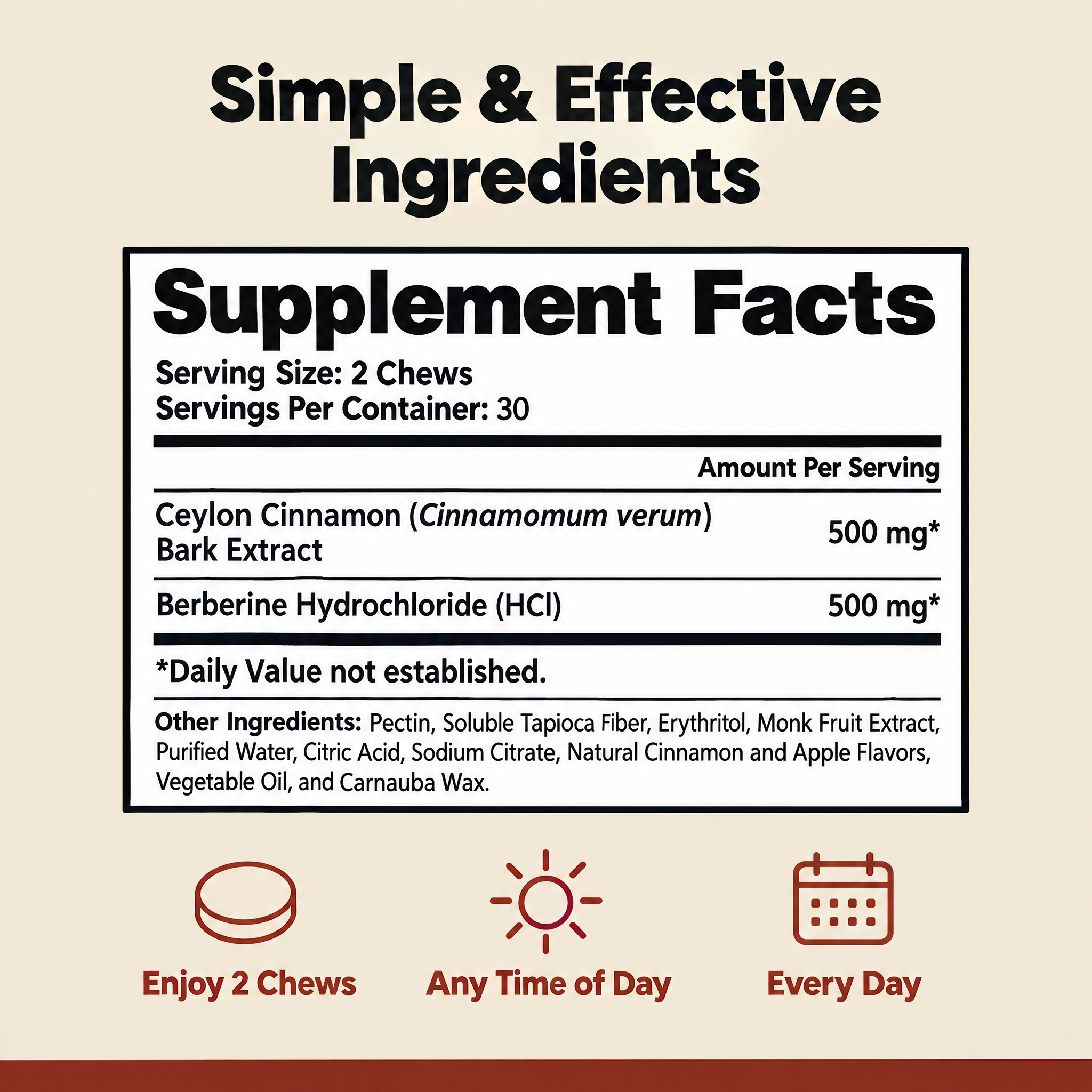 Supplement facts and other ingredients
