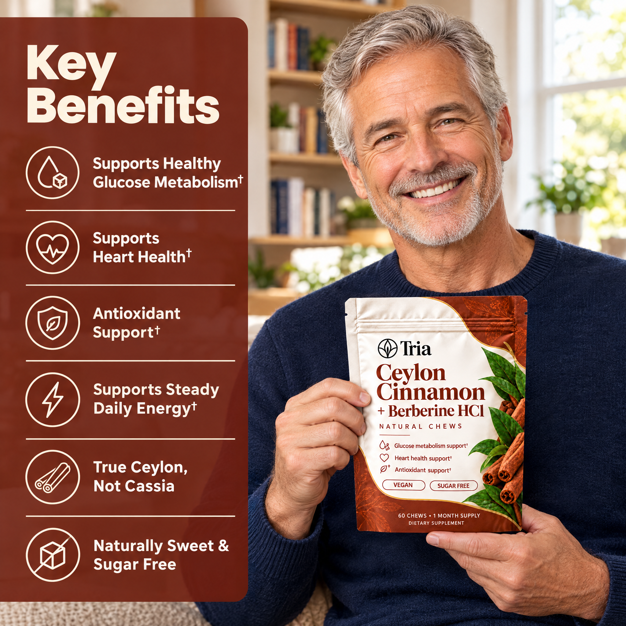 Key benefits of Tria Ceylon Cinnamon + Berberine Chews